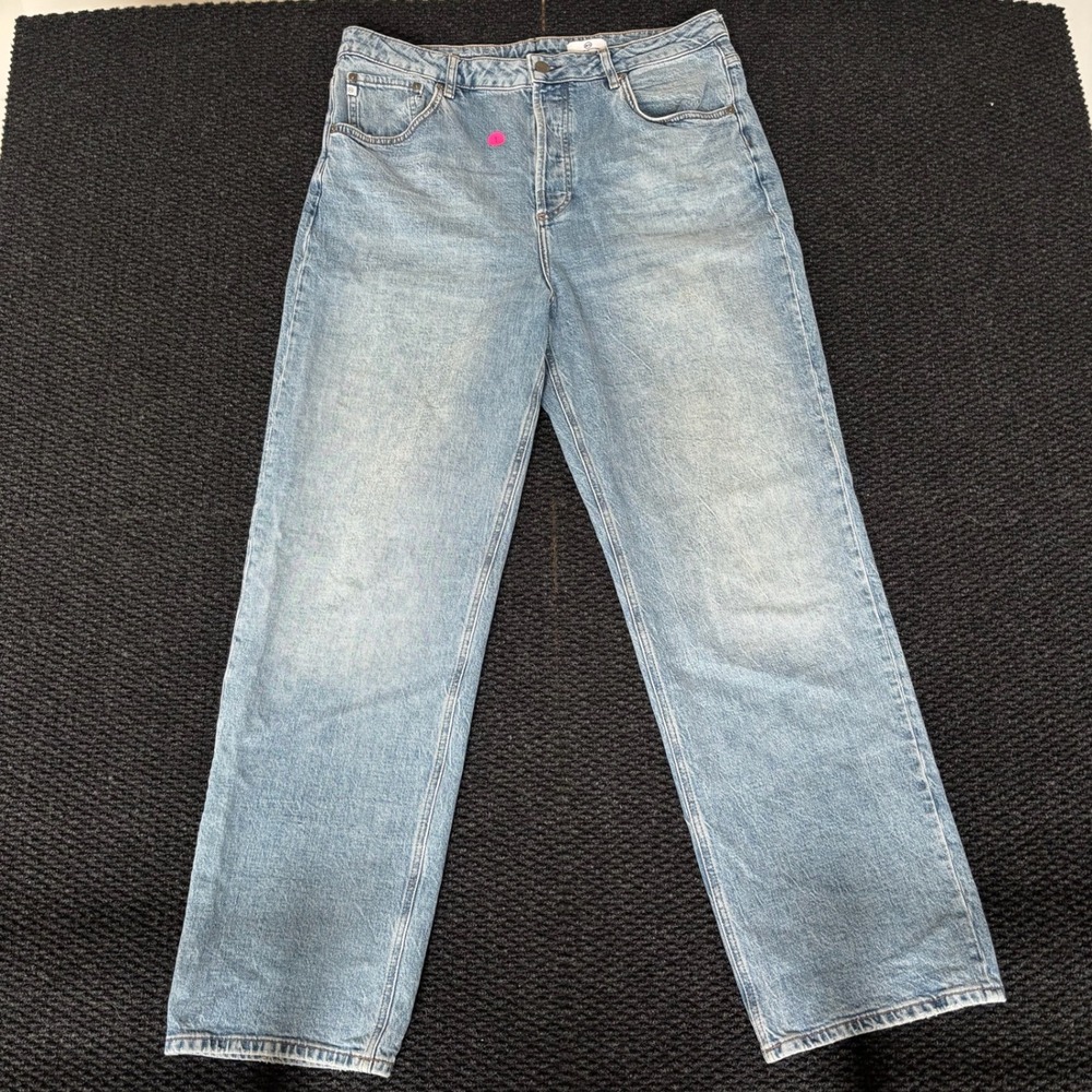 AG Adriano Goldschmied Jeans Women 34" Light Wash Straight Leg Button‎ Fly Denim